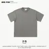 Camiseta de Algodón Puro de Doble Hilo Pesado para Hombre, Manga Corta, Verano, Marca de Moda, Cuello Redondo, Corte Holgado, Color Sólido, Estilo Retro Americano