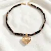 Joyería Transfronteriza Europea y Americana, Collar con Colgante de Serie de Playa de Gama Alta, Cadena para Clavícula de Aleación con Corazón Estampado de Leopardo Sexy
