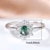 Anillo de Flor de Ágata Redonda de Plata de Ley S925 con Circonitas Microincrustadas Anillo de Moda Retro de Lujo Accesible Exquisito Elegante