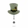 Porta-insignia de enfermera acrílico verde trébol retráctil fácil de jalar con clip giratorio de purpurina