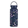 Taza Termo Popular Transfronteriza de Gran Capacidad de Acero Inoxidable 304 con Asa Portátil, Botella de Agua Deportiva Impresa de Alta Estética para Exteriores