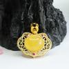 Colgante de Ámbar Natural y Cera de Abejas Guan Yu Collar Ruyi Amarillo Miel Joyería para Mujer Fábrica Venta al por Mayor Dropshipping S3122101