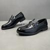Top Layer Cowhide Couro Genuíno Masculino Crocodilo Pea Sapatos Outono e Inverno Britânicos Vestido de Negócios Sapatos de Couro Sapatos Masculinos