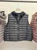 26 Otoño/Invierno Nuevo Estilo Europeo Chaleco de Plumas con Capucha de Canalé Oversize 90% Plumón de Pato Blanco Sin Mangas Abrigo Cálido