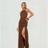 Vestido Largo de Verano Transfronterizo Estilo Nuevo con Cuello Halter, Bordado, Espalda Descubierta, con Abertura, Corte Ajustado para Mujer, Estilo Vacaciones en la Playa