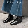 Botas Estrechas con Tacón Grueso y Cierre Trasero 2026 Nuevo Estilo Otoño e Invierno Discretas y Elegantes Botas de Moda de Piel Genuina Botas de Piel de Vaca Europeas y Americanas