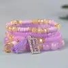 Venta Caliente Transfronteriza Estilo Bohemio Corte Rectangular Colgante de Borla Pulsera de Cuerda Elástica Multicapa con Cuentas