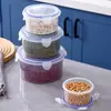 Caixa de Armazenamento Doméstico Multiespecificação Redonda Refrigerada Congelada Micro-ondas Espessada Transparente à Prova de Umidade Caixa de Almoço