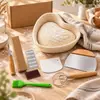 Set de Banneton de Ratán Natural Cesta para Leudar con Batidor de Masa