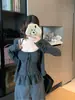 Camisola Coreana Dulce y Picante de Lunares con Volantes y Cárdigan de Manga Larga en Capas Traje de Moda Nuevo Otoño 2025 para Mujer