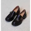 Sapatos Loafer Femininos para o Dia a Dia com Sola Grossa, Estilo Britânico, Nova Coleção Primavera/Outono 2026, Sapatos Slip-On com Salto Bloco, Sapatos de Couro Retrô