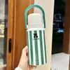 Copo Térmico para Meninas Alto Valor Estudante Grande Capacidade Copo de Isolamento Frio Garrafa de Água Portátil Canudo Duplo para Bebida Copo de Água Infantil
