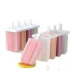 Molde para paletas de hielo de 4 piezas con tapa para uso doméstico, lindo molde para helados para niños, molde para paletas de helado caseras DIY