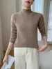 ¡Estilo de temperamento de alta gama! Suéter de cachemir para mujer, cuello medio alto, dobladillo enrollado, tejido, top adelgazante