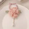 Diadema de Gardenia de Moda con un Toque de Lujo, Diadema Floral Dulce con Borla de Perlas, Cuerda Elástica para el Cabello Suave y Elegante