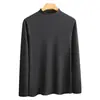 Camiseta de Manga Larga con Cuello Alto y Medio de Terciopelo Alemán de Alta Calidad de 280g para Hombres y Mujeres, Capa Base Caliente Engrosada, Top de Color Puro Otoño