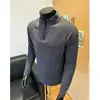 Capa base de forro polar térmico de doble cara para hombre, estilo americano, otoño e invierno, con media cremallera y cuello alto, manga larga, camiseta deportiva para entrenamiento, camiseta de fitness