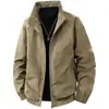 Jaqueta com gola alta casaco masculino, nova tendência outono e inverno estilo workwear, casual versátil corte solto, jaqueta com forro de fleece e espessada