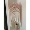 Cardigan de Tricô Versátil Estilo Preguiçoso Primavera e Verão Renda Pura Patchwork Amarração Proteção Solar