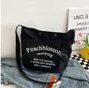 Bolsa de Lona com Letra Feminina 2024 Nova Moda Casual Estudante Universitário Bolsa Tote para Aula Bolsa de Ombro de Grande Capacidade