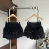 Saia Qiao Cake Branca Saia Puro Desejo Versátil Outono e Inverno Nova Cintura Alta Emagrecimento Costura de Renda Saia Evasê Bufante