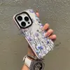 Funda tipo hada azul y morada con enredadera floral y mariposa para iPhone 16, funda de teléfono floral transparente de color contrastante, suministro transfronterizo, en stock