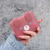 Carteira feminina nova bolsa curta para estudantes mini carteira fofa pequena capacidade tripla grande porta-cartões para vários cartões