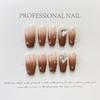 Unhas postiças feitas à mão, peças de unha acabadas, gradiente de caramelo, montes de corações, diamante, removível, removível, popular, novo, para estudantes, mulheres grávidas