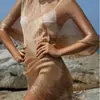 Ropa de protección solar nueva para mujer Amazon 2022 Europea y Americana en stock seda dorada y plateada con mangas chal dividido blusa de vacaciones para la playa