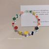 Pulsera de Cuentas Smiley Arcoíris Estilo Coreano Nuevo Diseño Nicho Plata Rota Elástica Pulsera de Estudiante para Novias