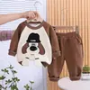Conjunto de Dos Piezas para Niños, Camiseta Casual con Cuello Redondo de Dibujos Animados de Cachorro, Nueva Moda Otoñal para Bebé, Sudadera Moderna