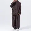 Outono/Inverno 2026 Estilo Chinês Masculino Veludo Cotelê Xadrez Casual Blazer e Calça Conjunto de Duas Peças Tendência Retro Casual Tamanho Grande