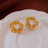 Brincos de flor de cerâmica de diamante agulha de prata Coreia do Sul brincos de design de temperamento doce moda brincos atacado mulheres