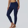 Pantalones de yoga cepillados de doble cara con sensación de segunda piel para mujer, elásticos, de secado rápido, ajustados, que realzan los glúteos, sin líneas incómodas, pantalones de fitness 52341