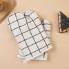 Guantes de Cocina Antideslizantes Aislantes Gruesos Resistentes a Altas Temperaturas para Horno Microondas Anti-quemaduras de Algodón y Lino