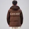 Nueva Chaqueta de Invierno de Dos Piezas Falsas Cosidas para Hombre, Estilo Coreano Marca de Moda Abrigo con Capucha de Plumón de Pato Blanco, Top de Plumón Cálido