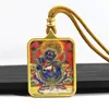 Pingente Thangka Estilo Xizang Semi-Pintado à Mão com Incrustação de Ouro Apresentando o Grande Deus da Riqueza do Céu Negro Negro, Adequado para Homens e Mulheres