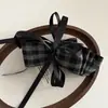 Pinza de plátano de cinta de lazo a cuadros de color retro coreano, pinza versátil de tela estilo perezoso para cola de caballo con un toque de alta gama