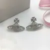 Novos Brincos Saturno Transfronteiriços da Rainha Mãe para Mulheres, Agulhas de Prata 925, Luxo de Alto Padrão, Brincos Planeta Vivienne Minimalistas