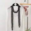 Bufanda Larga de Algodón y Lino Plisada Ajustada Nueva Combinación de Ropa Bufanda de Seda con Estampado de Lunares y Leopardo Bufanda Larga de Punto Fino Estrecho con Trenzas