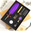 Pluma de Inmersión con Salpicaduras de Oro Estilo Europeo Vintage Pluma de Ave con Salpicaduras de Oro Estudiante Pluma de Salpicaduras Británica Set de Regalo Especial Caja de Regalo para Cabello