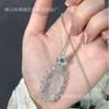 Popular Plata Esterlina Xiaohongshu Agua Natural Muyu Hoja Hielo Alta Clavícula Colgante Diamante Verde Collar Celebridad de Internet Hoja de Buda Collar