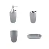 Conjunto de Banheiro de Luxo com Listras Verticais de Quatro Peças Frasco de Álcool em Gel Estilo Hotel, Copo para Escova de Dentes, Saboneteira, Combinação de Armazenamento