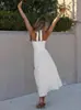 Vestido Elegante de Verano 2026 de Amazon, Nuevo Estilo, Cuello Halter, Cuadrado, Ceñido a la Cintura, Plisado, Abertura, Longitud Media para Mujer