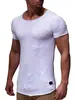 Nova camiseta casual masculina com costura da moda, camiseta de manga curta casual esportiva de verão masculina