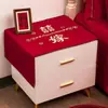 Capa de mesa de cabeceira para casamento, decoração de quarto de casamento, decoração de quarto de nova casa, artigos de casamento vermelhos para o quarto do noivo