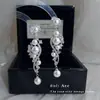 Pendientes de Borla de Zirconia Resistentes Estilo Francés, Temperamento Elegante Vintage, Pendientes de Perla con Clavo, Lujo Ligero, Sensación de Alta Gama, Pendientes Estilo Mediados de Siglo