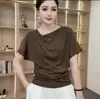 Camiseta Elegante de Color Sólido con un Hombro y Manga Corta para Mujer, Nueva Moda Verano 2026 Versátil Casual Ajustada para Mujer