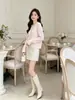 Cárdigan de Punto Rosa Estilo Chanel para Mujer Otoño/Invierno 2026 Pesado Bordado en el Cuello Elegante Abrigo Suéter de Manga Larga Nanyou