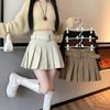Falda de Pana Blanco Leche para Mujer, Diseño Otoño e Invierno, Falda Plisada de Cintura Alta, Anti-Exposición, Falda Pequeña de Corte A